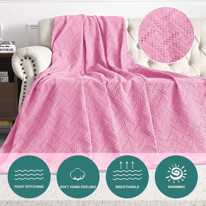 Cotton Geometrical Sofa Cover, Sectional Couch Covers for 1 Cushion Couch Couch Cover Living Room Throws Blankets Sofa Slipcovers, Furniture Protector for Pets (Medium, 71" X 91", Pink)