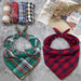 Dog Bandanas - 6PCS Birthday Gift Washable Green Black Blue Red Square Plaid Printing Christmas Dog Bib Double Reversible Kerchief Scarf Adjustable Accessories for Small to Large Dog Puppy Cat