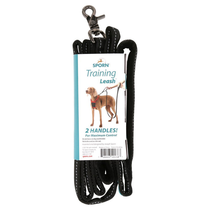 Sporn 6' Nylon, Suede & Nickel Standard Dog Leash, Black, M/L