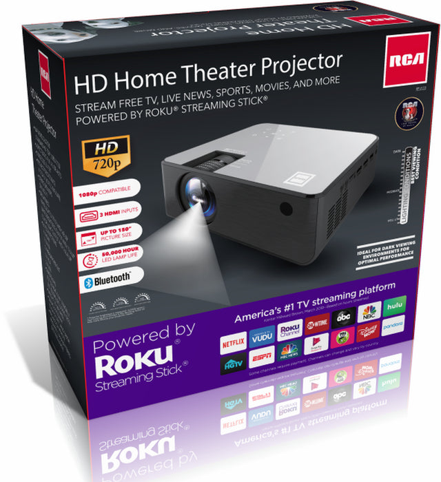 RCA 720P LCD/LED Home Theater Projector (Includes Roku Express Streaming Player)(Rpj133)