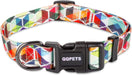 QQPETS Adjustable Soft Dog Collar: Print Flower Pink Multicolor Cute Patterns for XS Small Medium Large Pet Girl Boy Puppy Walking Running Training (M, Bone)