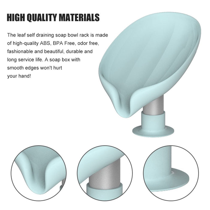 4/1 Piece Soap Dish Holder Self Draining Soap Holder Leaf Shape Bar Soap Holder Soap Saver with Suction Cup for Shower Bathroom Tub Kitchen Sink Plastic Tray Holder
