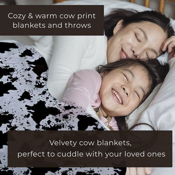 Homesmart Cow Pattern Sherpa Blanket Faux Fur Wearable Sleeve One Size