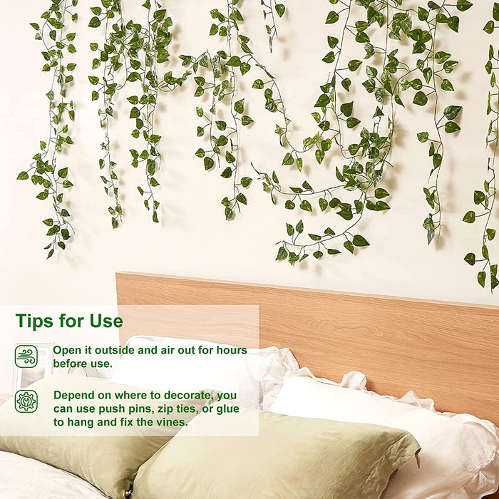 24 Pack 173Ft Artificial Ivy Greenery Garland, Fake Vines Hanging Plants Backdrop for Room Bedroom Wall Decor, Green Leaves for Jungle Theme Party Wedding Decoration
