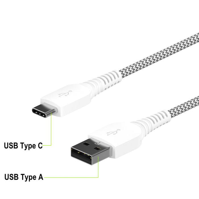 Onn. 6' Braided USB-C to USB Cable, White