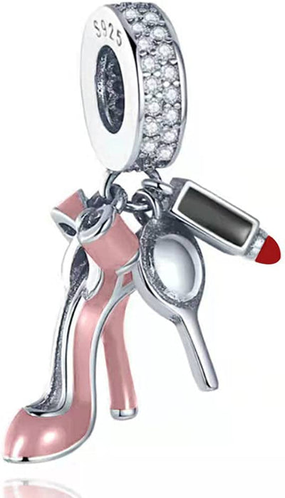 High-Heeled Shoes Charm Fit Pandora Charms Bracelet ，925 Sterling Silver Fashion Personality Charms Bead Charms with Crystal Pendant for Women Bracelet&Necklace