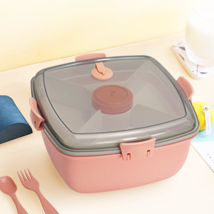 Bento Lunch Box 4-Compartment Bento-Style Kids Lunch Box Leak-Proof 2 Layer 1200Ml Adult Lunch Container Portable Food Storage Container with Spoon & Fork for Adult Kid Toddler Boy Girl