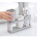 Toothbrush Toothpaste Stand Holder with 2 Cups Bathroom Storage Organizer Plastic White