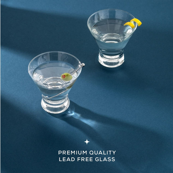 Stemless Martini Glasses. Cocktail Glasses Set of 6. 8Oz Glasses. Footed Margarita Glasses, Liquor Drinking Glasses Bar Set, Shrimp Cocktail Serving Dish, Parfait Glasses, Glass Dessert Cups