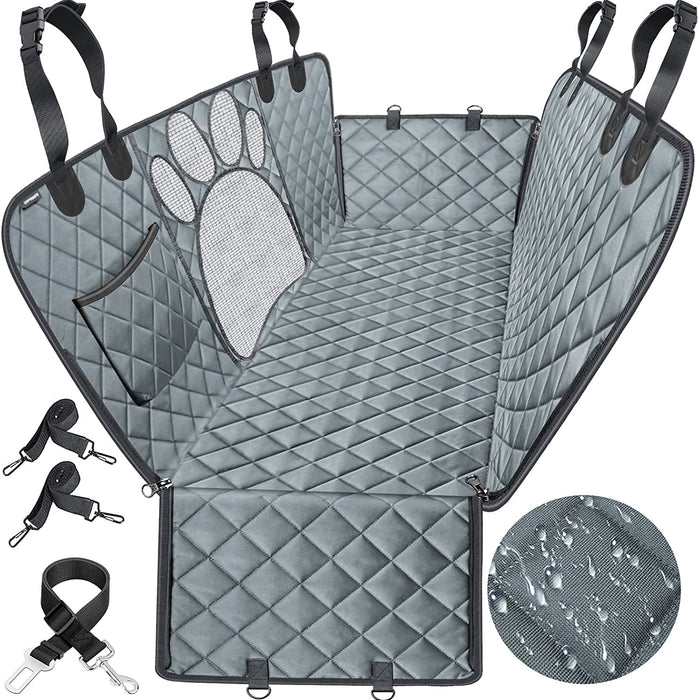 Upgraded Dog Seat Covers with Mesh Visual Window 100% Waterproof Dog Car Seat Cover Nonslip Pet Seat Cover for Back Seat with Storage Pockets, Washable Dog Hammock for Cars Trucks and Suvs
