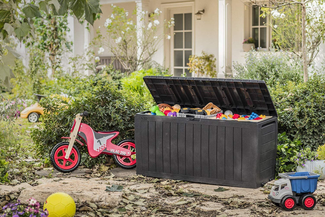 Marvel plus 71 Gallon Resin Outdoor Box for Patio Furniture Cushion Storage, Brown