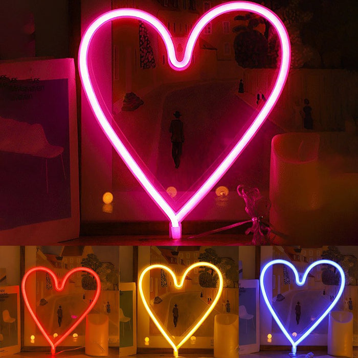 LED Neon Light Decorative Rechargeable Romantic Confession Love Heart LED Modeling Neon Light for Valentine'S Day(Warm White)