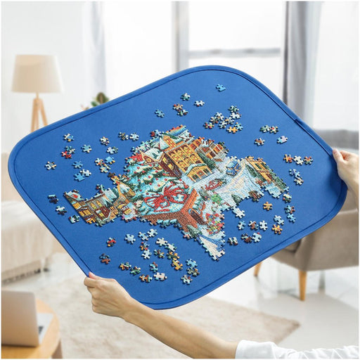Foldable Jigsaw Puzzle Board: Large Portable 1000 Pieces Puzzle Mat, Non-Printing Surface for Puzzle Storage Saver to 500 & 1000 Pieces with Storage Bag(Blue)