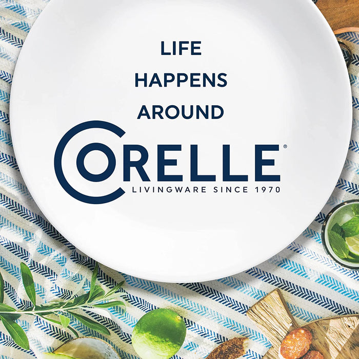 Vitrelle 18-Piece Service for 6 Dinnerware Set, Triple Layer Glass and Chip Resistant, Lightweight round Plates and Bowls Set, Indigo Speckle
