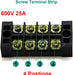 Terminal Block and Strip - 12Pcs (6 Sets) 4 Positions Dual Row 600V 25A Screw Terminal Strip Blocks with Cover + 400V 25A 4 Positions Pre-Insulated Terminals Barrier Strip Black & Red