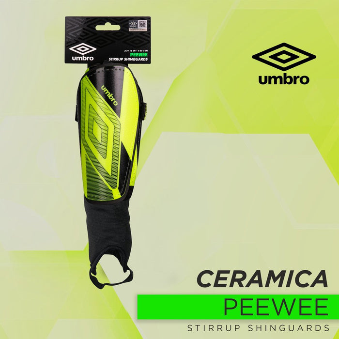 Umbro Ceramica Peewee Stirrup Soccer Shin Guards for Kids, Green