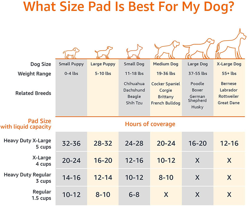 Dog and Puppy Pee Pads with Leak-Proof Quick-Dry Design for Potty Training, Standard Absorbency, Regular Size, 22 X 22 Inches - Pack of 100