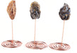 3PCS Agate Geode Irregular Natural Crystal with Copper Stand Gem Ornaments for Healing Crystal Home Decor 3-5"