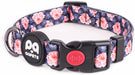 QQPETS Adjustable Soft Dog Collar: Print Flower Pink Multicolor Cute Patterns for XS Small Medium Large Pet Girl Boy Puppy Walking Running Training (M, Bone)