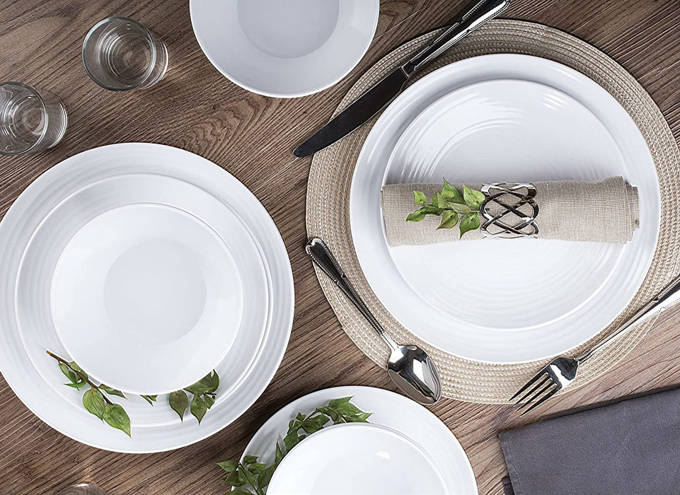 White Melamine Plastic Home Dinnerware Set, 12-Piece Service for 4
