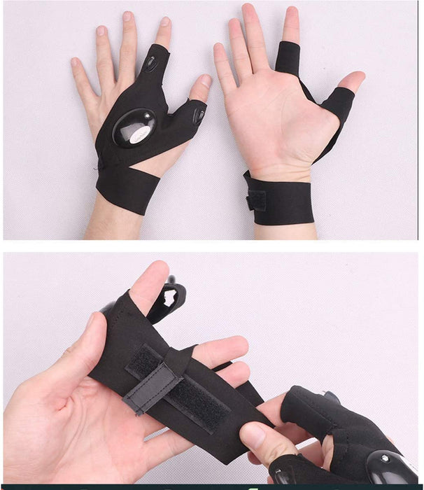 XIANGZHU 3 Pairs Flashlight Gloves, Fingerless LED Gloves, Birthday Gifts for Man, Hands Free Flashlights for Working in Darkness Places Fishing, Repair, Camping, Hiking, Running