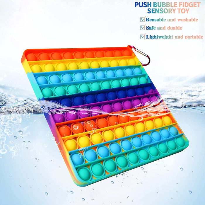 Big Pop It Fidget Toy, Poppers Fidget Toy 100 Pop Bubbles Silicone Pressure Relieving Toy,For Kids Autism and Adult Anxiety Easy to Grasp Pop Silicone Toy