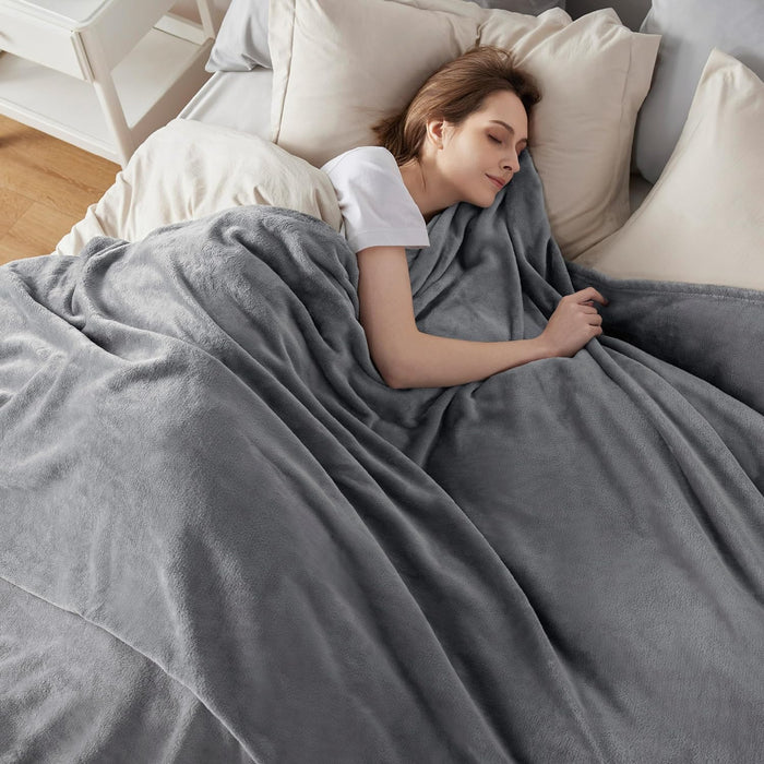 Fleece Bed Blankets Queen Size Grey - Soft Lightweight Plush Fuzzy Cozy Luxury Blanket Microfiber, 90X90 Inches