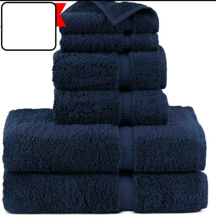 6 Piece Bath Towels Set 2 BATH TOWEL, 2 HAND TOWEL and 2 WASHCLOTHS NAVY COLOR