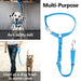 Dog Seat Belt for Car Headrest, Reflective and Adjustable with Bungee for Small Medium Large Dogs and Cats, Blue