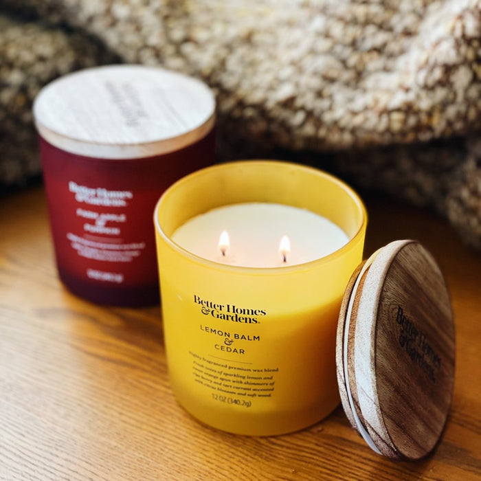 Better Homes & Gardens 12Oz Lemon Balm & Cedar Scented 2-Wick Jar Candle