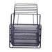 Pen + Gear, Mesh Desk Organizer with 3 Sliding Letter Tray, 5 Upright Sections, Black