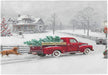Pfrewn Winter Red Truck Dog Snow Placemats Set of 6 Table Mat Christmas Snowflake Place Mat Double-Sided Print 12" X 18" Dining Home Kitchen Xmas Table Decoration