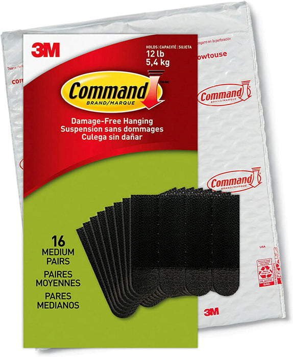 Command Medium Picture Hanging Strips, Damage Free Picture Hangers, No Tools Wall Hanging Strips for Living Spaces, 16 White Adhesive Strip Pairs(32 Strips)