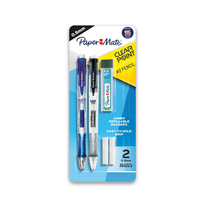 Clearpoint Mechanical Pencl Starter Set, 0.5 Mm, 2 Pencl, 1 Lead Refill Set, 2 Erasers