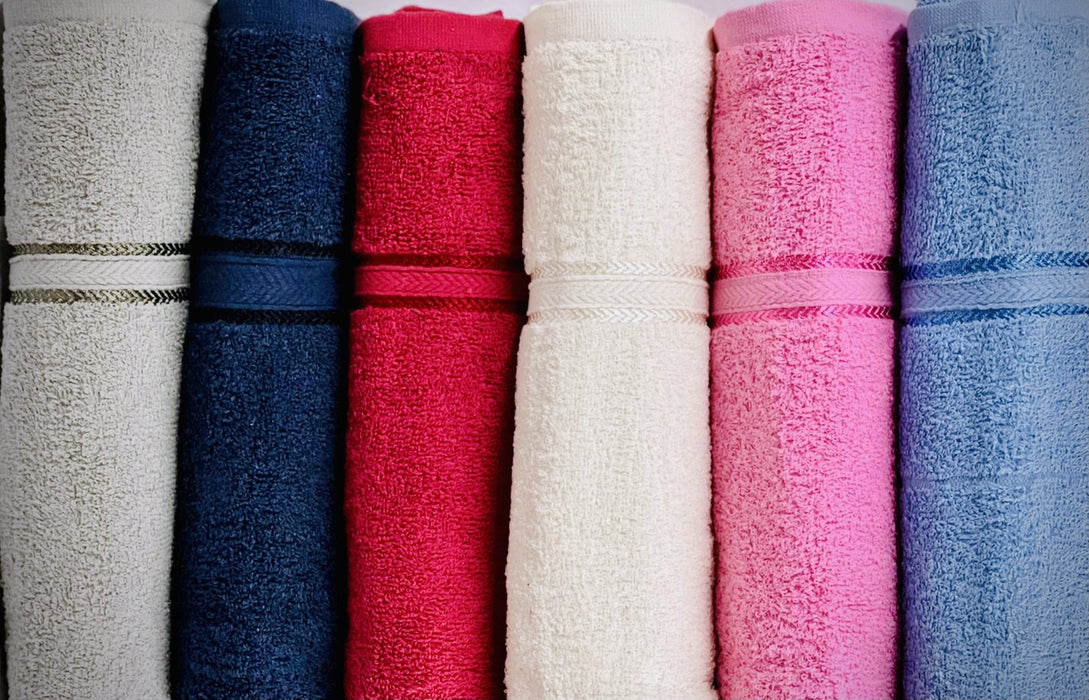Springfield Linen Luxurious Viscose Embroidered 6 Pack Bath Towels Extra-Absorbent 100% Cotton - 27" X 54"