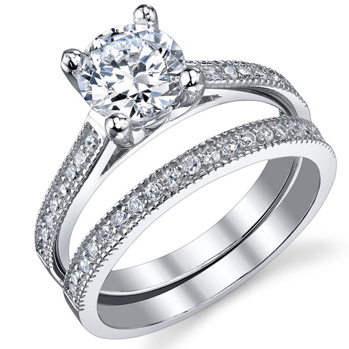 Women'S 1.25 Ct Wedding Engagement Ring Set Sterling Silver 925 round Cubic Zirconia
