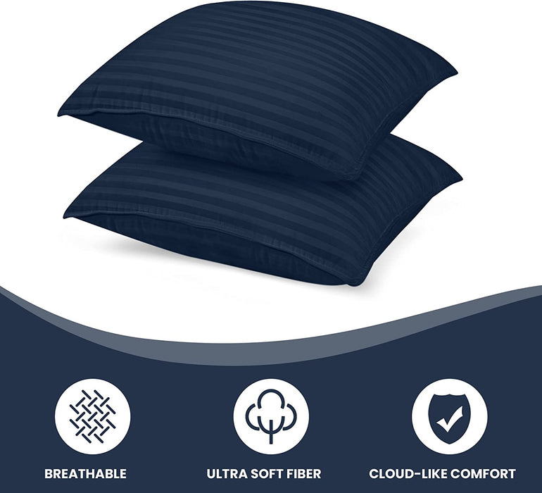 Bed Pillows for Sleeping European Size (Navy), Set of 2, Cooling Hotel Quality, for Back, Stomach or Side Sleepers