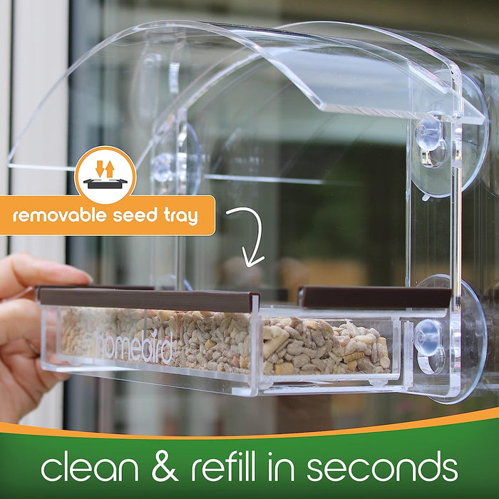 Window Bird Feeders with Strong Suction Cups - Home Bird Suction Cup Bird Feeder Window Clear Bird Feeders for Window Bird Feeders for outside for Viewing Bird Watching Squirrel Proof Bird Feeder