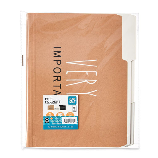 Pen+Gear Fashion File Folders, Letter Size, Assorted Colors, 3 Tab Positions, 9 Count