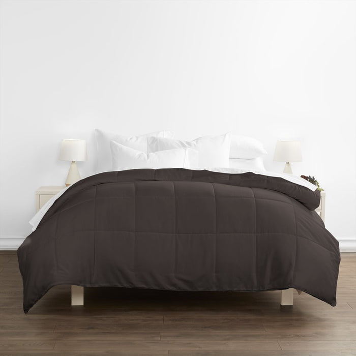 Chocolate All Season Alternative down Solid Comforter, Full/Queen, by Noble Linens