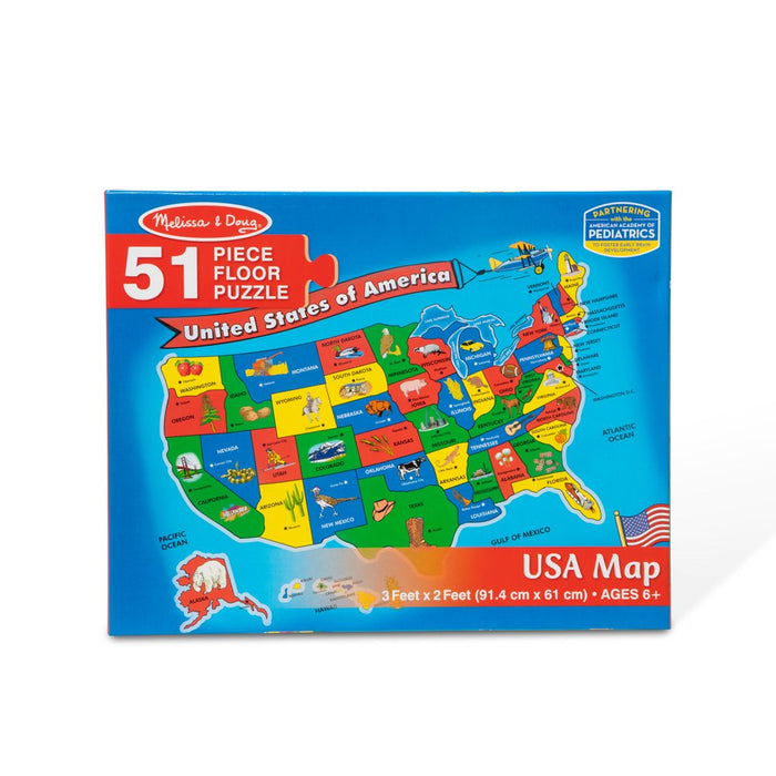 USA Map Floor Puzzle - 51 Pieces (2 X 3 Feet)