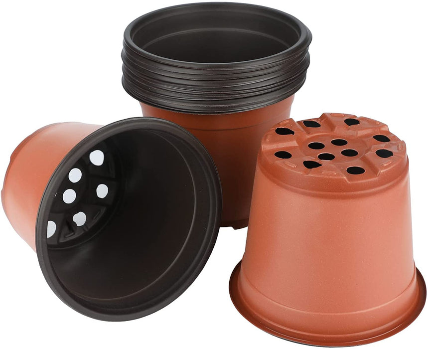50 Pcs 6" Plastic Plants Nursery Seedlings Pot/Pots Flower Plant Container Seed Starting Pots