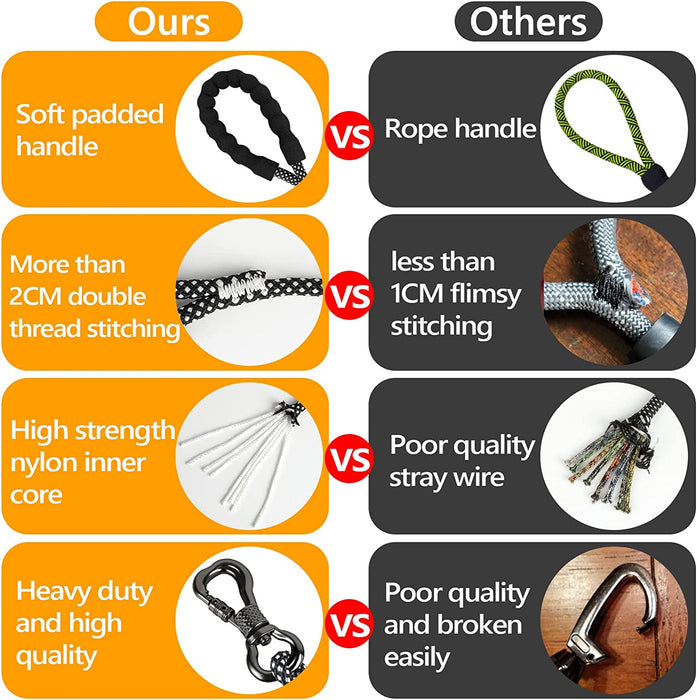 Heavy Duty Dog Leash, 30FT Reflective Dog Leash with Swivel Lockable Hook and Comfortable Padded Handle, Puppy Leash for Walking, Hunting, Camping, Backyard for Small Medium and Large Dogs