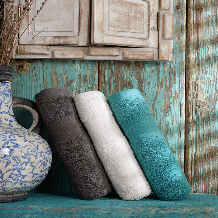 Grey 6 Pack Bath Linen Sets for Bathroom Original Turkish Cotton Soft, Absorbent and Premium 2 Bath , 2 Hand , 2 Washcloths