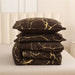 Gold Metallic Marble Comforter Set Queen Size Foil Print Glitter Bedding Sets,Coffee/Gold,Queen