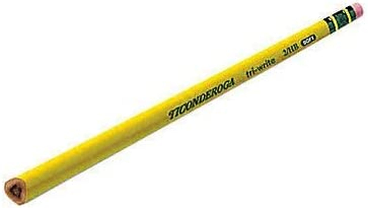 Ticonderoga Tri-Write Triangular Pencils, Wood-Cased #2 HB Soft, Yellow, 12-Pack (13856)