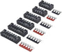 Terminal Block and Strip - 12Pcs (6 Sets) 4 Positions Dual Row 600V 25A Screw Terminal Strip Blocks with Cover + 400V 25A 4 Positions Pre-Insulated Terminals Barrier Strip Black & Red
