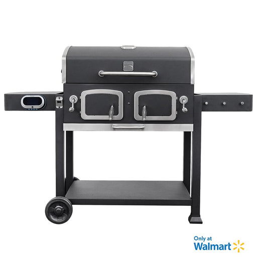 Kenmore 32-Inch Smart Charcoal Grill with Bluetooth Meat Thermometer, LCD Display, and Temperature Probes, Black/Stainless Steel