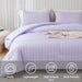 Lavender Purple Seersucker Queen Comforter Set(90X90 Inches),3 Pieces-100% Soft Washed Microfiber Lightweight Comforter with 2 Pillowcases, All Season down Alternative Comforter Set for Bedding