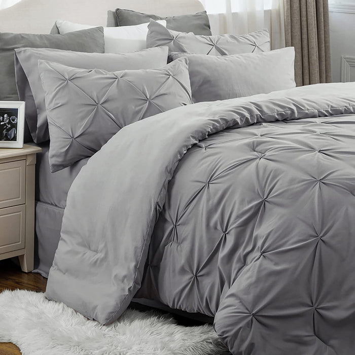 Bedsure Full Size Comforter Sets - Bedding Sets Full 7 Pieces, Bed in a Bag Grey Bed Sets with Comforters, Sheets, Pillowcases & Shams,Adult & Kids Bedding